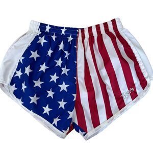 TYLERS American Flag Racer Shorts Athletic Jogging Lined Unisex Adult Medium EUC